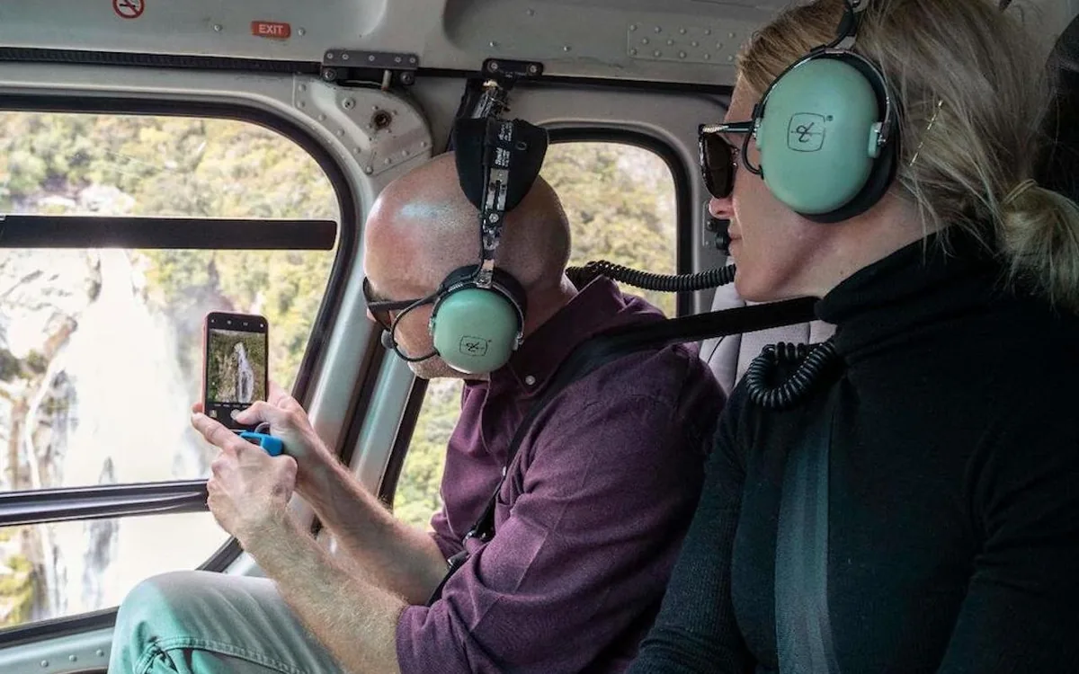 The cabin of a small aircraft on the way to Milford Sound