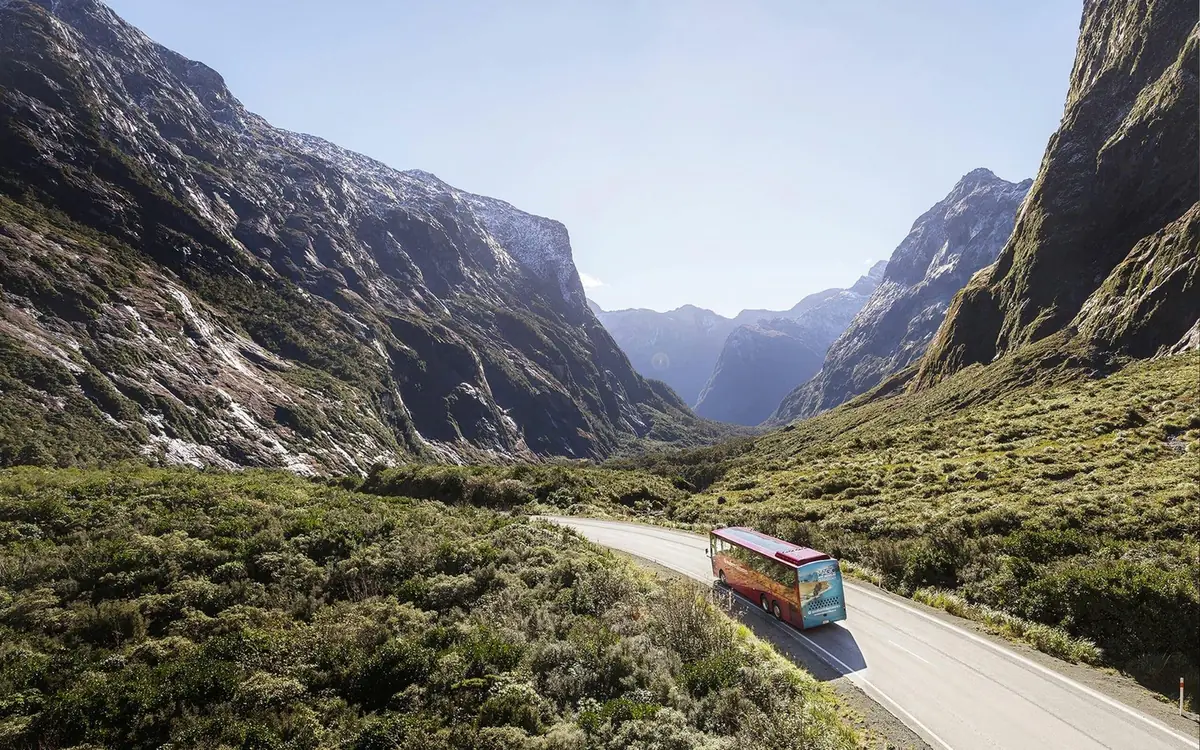 The road down the valley towards Milford Sound, New Zealand